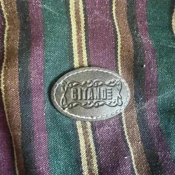 Vintage Striped Purple and  Green Duffle/travel Bag - Picture 2 of 7